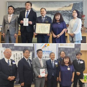 令和7年6月12日　能都ロータリークラブにチャリティーオークション支援金渡し
